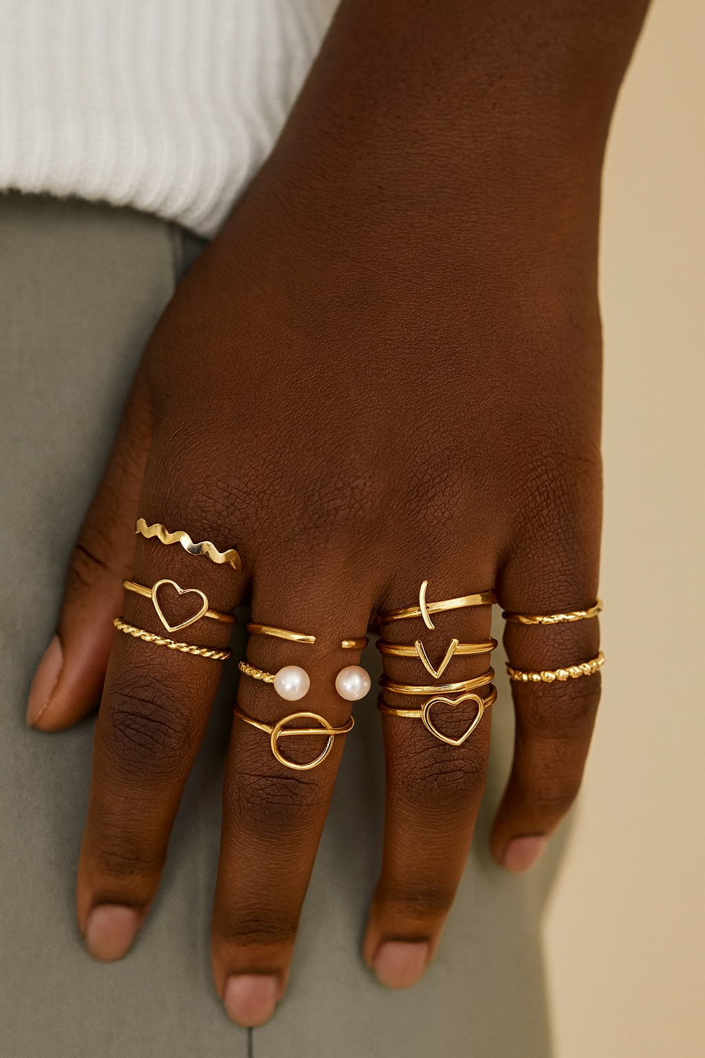 22 Piece Alloy Design Ring Set For Women-butterfly design